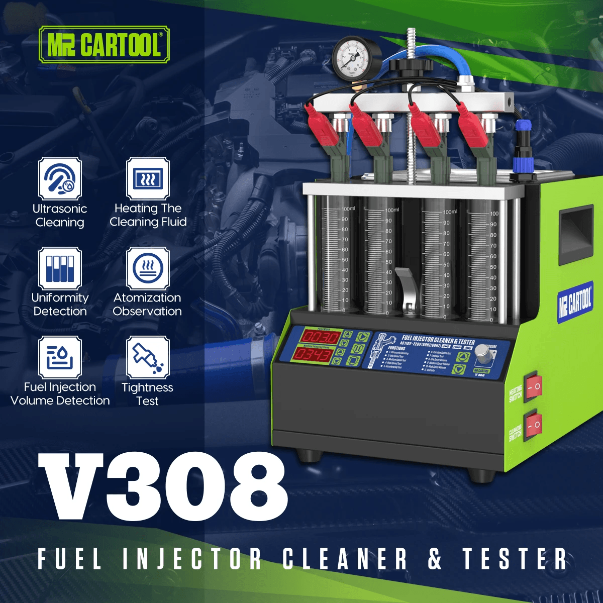 V308 Gasoline injector cleaner and tester 4 cylinder