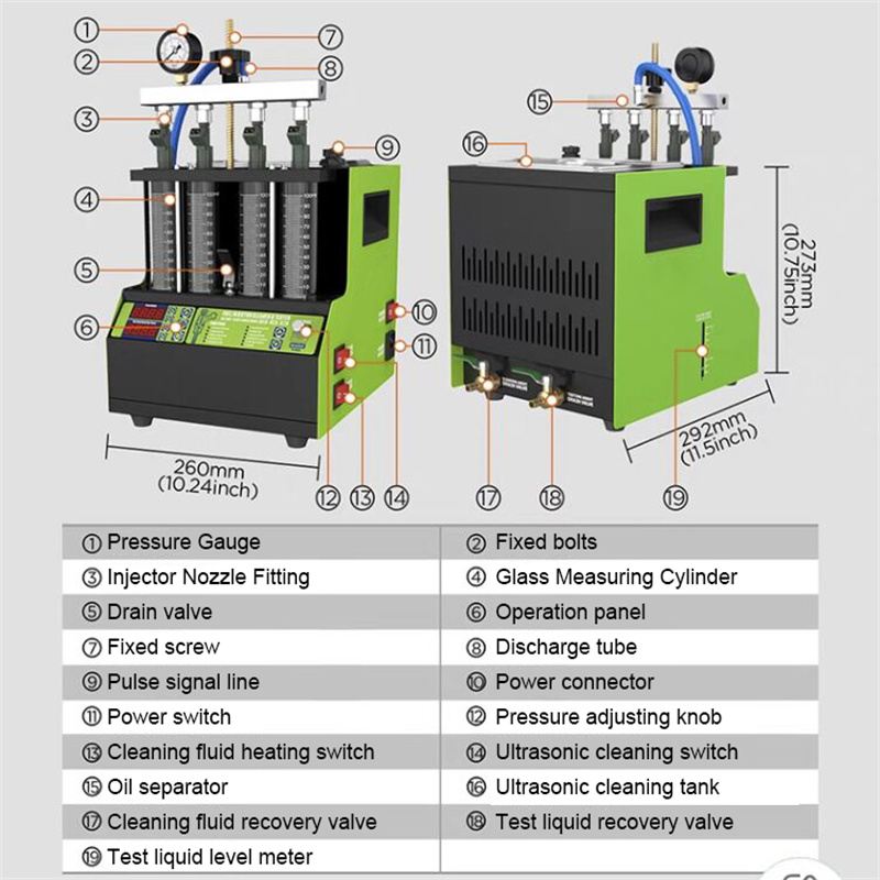 V309 4 Cylinders GDI Car Fuel Injector Ultrasonic Cleaning Machine & Tester Gasoline Injector Leakage Checking Tester