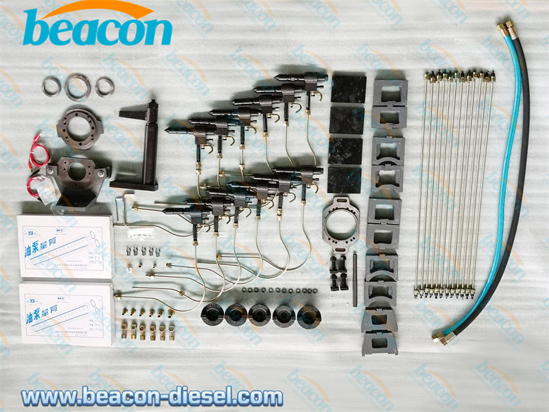 Standard tools and adapters kit for diesel pump test bench.