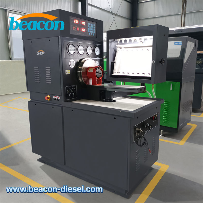 Front view of MINI12PSB blue diesel injection pump test bench Gray