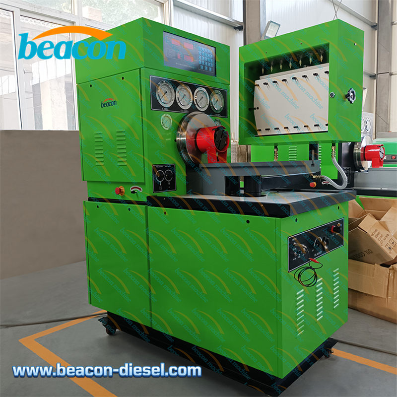 Front view of MINI12PSB blue diesel injection pump test bench Green