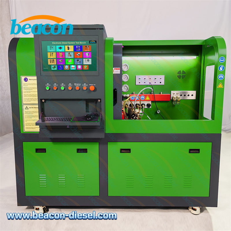 Beacon CR819S EUI EUP HEUI Common Rail Test Bench front view with control panel and workspace.