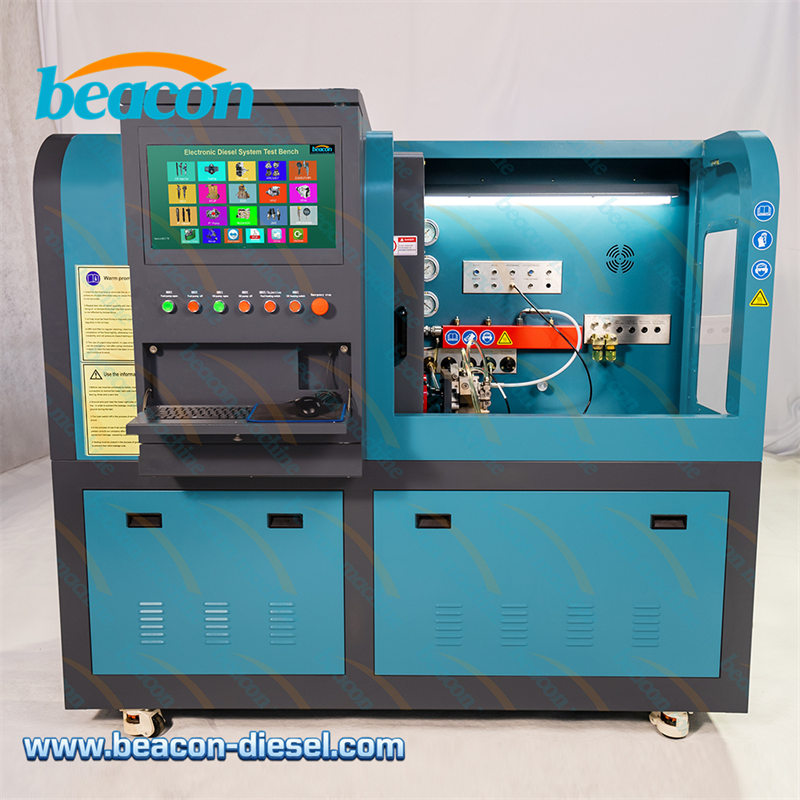 Beacon CR819S EUI EUP HEUI Common Rail Test Bench front view with control panel and workspace.